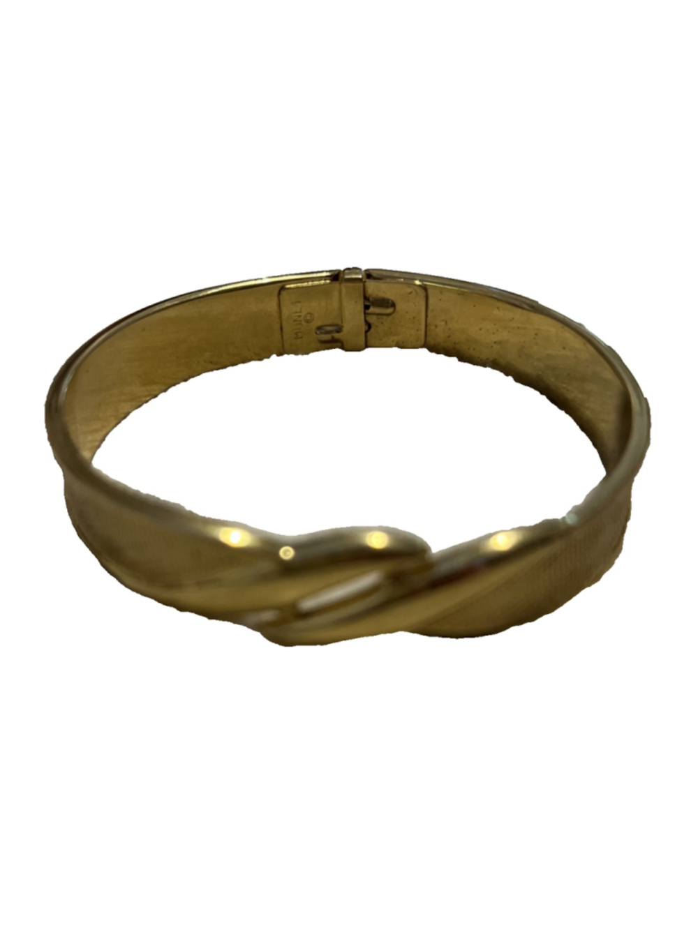 Vintage Monet Textured Gold Tone Cuff Bangle Bracelet EUC Beautiful Retro Piece